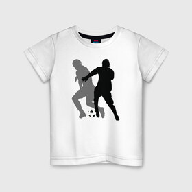 Детская футболка хлопок с принтом Футболисты в Тюмени, 100% хлопок | круглый вырез горловины, полуприлегающий силуэт, длина до линии бедер | 