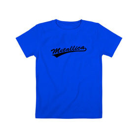 Детская футболка хлопок с принтом Metallica (Yankees font) в Тюмени, 100% хлопок | круглый вырез горловины, полуприлегающий силуэт, длина до линии бедер | металлика