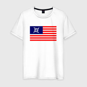 Мужская футболка хлопок с принтом Metallica Flag в Тюмени, 100% хлопок | прямой крой, круглый вырез горловины, длина до линии бедер, слегка спущенное плечо. | металлика