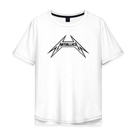 Мужская футболка хлопок Oversize с принтом логотип Metallica в Тюмени, 100% хлопок | свободный крой, круглый ворот, “спинка” длиннее передней части | металлика