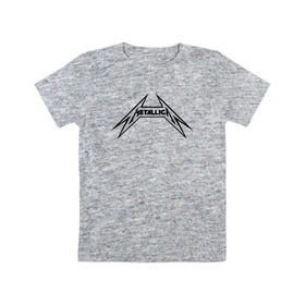 Детская футболка хлопок с принтом логотип Metallica в Тюмени, 100% хлопок | круглый вырез горловины, полуприлегающий силуэт, длина до линии бедер | Тематика изображения на принте: металлика