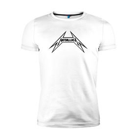 Мужская футболка премиум с принтом логотип Metallica в Тюмени, 92% хлопок, 8% лайкра | приталенный силуэт, круглый вырез ворота, длина до линии бедра, короткий рукав | металлика