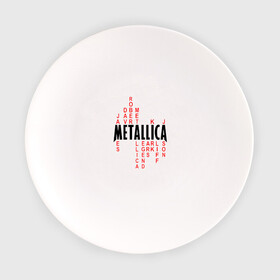 Тарелка с принтом «Metallica History» в Тюмени, фарфор | диаметр - 210 мм
диаметр для нанесения принта - 120 мм | металлика