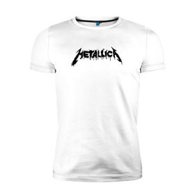 Мужская футболка премиум с принтом Metallica painted logo в Тюмени, 92% хлопок, 8% лайкра | приталенный силуэт, круглый вырез ворота, длина до линии бедра, короткий рукав | металлика