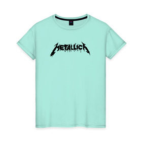 Женская футболка хлопок с принтом Metallica painted logo в Тюмени, 100% хлопок | прямой крой, круглый вырез горловины, длина до линии бедер, слегка спущенное плечо | металлика