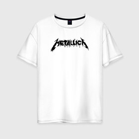 Женская футболка хлопок Oversize с принтом Metallica painted logo в Тюмени, 100% хлопок | свободный крой, круглый ворот, спущенный рукав, длина до линии бедер
 | металлика