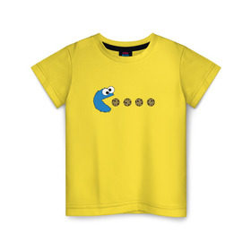 Детская футболка хлопок с принтом Печеньки в Тюмени, 100% хлопок | круглый вырез горловины, полуприлегающий силуэт, длина до линии бедер | pacman | игра | монстр | улица сезам