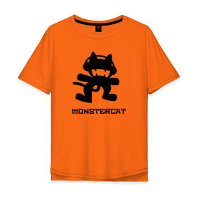 Мужская футболка хлопок Oversize с принтом Monstercat в Тюмени, 100% хлопок | свободный крой, круглый ворот, “спинка” длиннее передней части | 