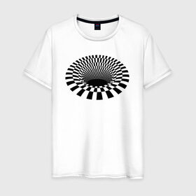 Мужская футболка хлопок с принтом 3d дыра оптическая иллюзия в Тюмени, 100% хлопок | прямой крой, круглый вырез горловины, длина до линии бедер, слегка спущенное плечо. | 3д | дыра | иллюзия | оптическая