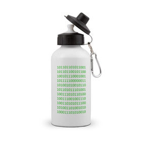 Бутылка спортивная с принтом Двоичный код в Тюмени, металл | емкость — 500 мл, в комплекте две пластиковые крышки и карабин для крепления | Тематика изображения на принте: двоичный код