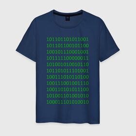 Мужская футболка хлопок с принтом Двоичный код в Тюмени, 100% хлопок | прямой крой, круглый вырез горловины, длина до линии бедер, слегка спущенное плечо. | двоичный код