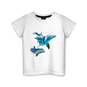 Детская футболка хлопок с принтом Дельфины в Тюмени, 100% хлопок | круглый вырез горловины, полуприлегающий силуэт, длина до линии бедер | die antwoord