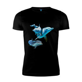 Мужская футболка премиум с принтом Дельфины в Тюмени, 92% хлопок, 8% лайкра | приталенный силуэт, круглый вырез ворота, длина до линии бедра, короткий рукав | die antwoord