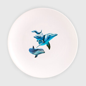 Тарелка 3D с принтом Дельфины в Тюмени, фарфор | диаметр - 210 мм
диаметр для нанесения принта - 120 мм | die antwoord
