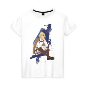 Женская футболка хлопок с принтом Взрослый Армин в Тюмени, 100% хлопок | прямой крой, круглый вырез горловины, длина до линии бедер, слегка спущенное плечо | armin | attack on titan | shingeki no kyojin | армин арлерт | егер