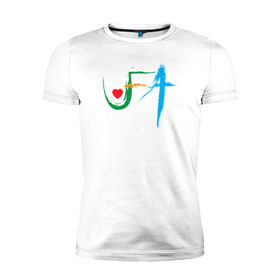 Мужская футболка премиум с принтом Уфа лого в Тюмени, 92% хлопок, 8% лайкра | приталенный силуэт, круглый вырез ворота, длина до линии бедра, короткий рукав | logo | автор дмитрий анненковбашкирия | башкортостан | брикс | уфа