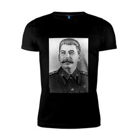 Мужская футболка премиум с принтом Ни шагу назад! в Тюмени, 92% хлопок, 8% лайкра | приталенный силуэт, круглый вырез ворота, длина до линии бедра, короткий рукав | сталин