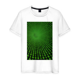 Мужская футболка хлопок с принтом Цифровая иллюзия в Тюмени, 100% хлопок | прямой крой, круглый вырез горловины, длина до линии бедер, слегка спущенное плечо. | обман зрения | оптическая иллюзия | прикол | фокус