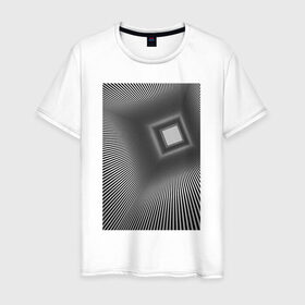 Мужская футболка хлопок с принтом Шахта в никуда в Тюмени, 100% хлопок | прямой крой, круглый вырез горловины, длина до линии бедер, слегка спущенное плечо. | Тематика изображения на принте: обман зрения | оптическая иллюзия | прикол | фокус