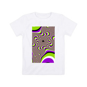 Детская футболка хлопок с принтом Психоделическая иллюзия в Тюмени, 100% хлопок | круглый вырез горловины, полуприлегающий силуэт, длина до линии бедер | обман зрения | оптическая иллюзия | прикол | фокус