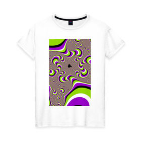 Женская футболка хлопок с принтом Психоделическая иллюзия в Тюмени, 100% хлопок | прямой крой, круглый вырез горловины, длина до линии бедер, слегка спущенное плечо | обман зрения | оптическая иллюзия | прикол | фокус