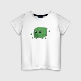 Детская футболка хлопок с принтом Minecraft слизень в Тюмени, 100% хлопок | круглый вырез горловины, полуприлегающий силуэт, длина до линии бедер | игра | мinecraft