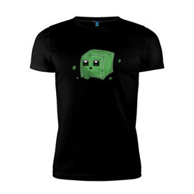 Мужская футболка премиум с принтом Minecraft слизень в Тюмени, 92% хлопок, 8% лайкра | приталенный силуэт, круглый вырез ворота, длина до линии бедра, короткий рукав | игра | мinecraft