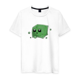 Мужская футболка хлопок с принтом Minecraft слизень в Тюмени, 100% хлопок | прямой крой, круглый вырез горловины, длина до линии бедер, слегка спущенное плечо. | игра | мinecraft