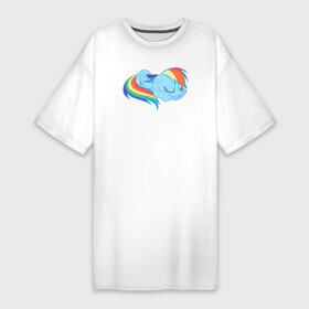 Платье-футболка хлопок с принтом Rainbow Dash sleeps в Тюмени,  |  | pony | rainbow dash | деши спит :3поняшки | пони | сваг