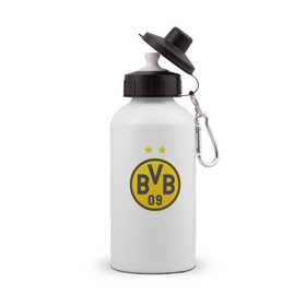 Бутылка спортивная с принтом Borussia Dortmund в Тюмени, металл | емкость — 500 мл, в комплекте две пластиковые крышки и карабин для крепления | Тематика изображения на принте: bvb borussia mr marcoreus dortmund borussiado