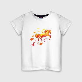 Детская футболка хлопок с принтом Fire horse в Тюмени, 100% хлопок | круглый вырез горловины, полуприлегающий силуэт, длина до линии бедер | fire | horse | лошадь | огон