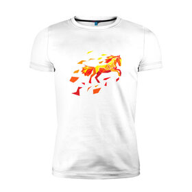Мужская футболка премиум с принтом Fire horse в Тюмени, 92% хлопок, 8% лайкра | приталенный силуэт, круглый вырез ворота, длина до линии бедра, короткий рукав | fire | horse | лошадь | огон