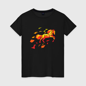 Женская футболка хлопок с принтом Fire horse в Тюмени, 100% хлопок | прямой крой, круглый вырез горловины, длина до линии бедер, слегка спущенное плечо | fire | horse | лошадь | огон