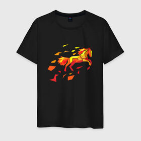 Мужская футболка хлопок с принтом Fire horse в Тюмени, 100% хлопок | прямой крой, круглый вырез горловины, длина до линии бедер, слегка спущенное плечо. | Тематика изображения на принте: fire | horse | лошадь | огон