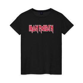 Женская футболка хлопок с принтом Iron Maiden в Тюмени, 100% хлопок | прямой крой, круглый вырез горловины, длина до линии бедер, слегка спущенное плечо | iron maiden