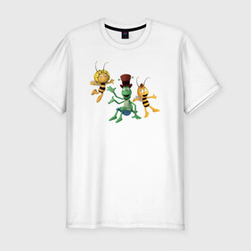 Мужская футболка премиум с принтом Пчелка Майя в Тюмени, 92% хлопок, 8% лайкра | приталенный силуэт, круглый вырез ворота, длина до линии бедра, короткий рукав | 