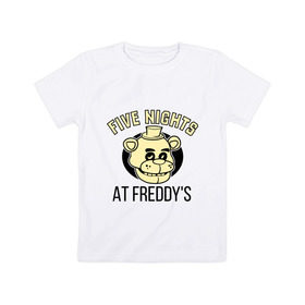 Детская футболка хлопок с принтом Five Nights At Freddy`s в Тюмени, 100% хлопок | круглый вырез горловины, полуприлегающий силуэт, длина до линии бедер | Тематика изображения на принте: five nights at freddys | fnaf | freddy | игры | медведь | мишка | фнаф | фредди