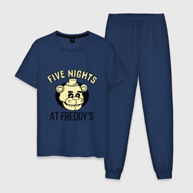 Мужская пижама хлопок с принтом Five Nights At Freddys в Тюмени, 100% хлопок | брюки и футболка прямого кроя, без карманов, на брюках мягкая резинка на поясе и по низу штанин
 | five nights at freddys | fnaf | freddy | игры | медведь | мишка | фнаф | фредди