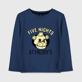 Детский лонгслив хлопок с принтом Five Nights At Freddys в Тюмени, 100% хлопок | круглый вырез горловины, полуприлегающий силуэт, длина до линии бедер | five nights at freddys | fnaf | freddy | игры | медведь | мишка | фнаф | фредди