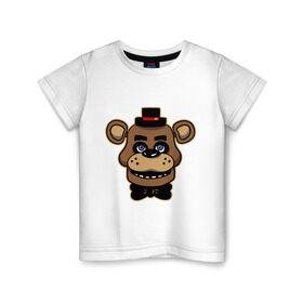 Детская футболка хлопок с принтом Five Nights At Freddy`s в Тюмени, 100% хлопок | круглый вырез горловины, полуприлегающий силуэт, длина до линии бедер | Тематика изображения на принте: five nights at freddys | fnaf | freddy | игры | медведь | мишка | фнаф | фредди