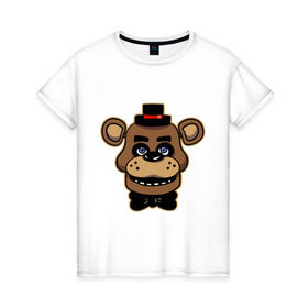 Женская футболка хлопок с принтом Five Nights At Freddy`s в Тюмени, 100% хлопок | прямой крой, круглый вырез горловины, длина до линии бедер, слегка спущенное плечо | five nights at freddys | fnaf | freddy | игры | медведь | мишка | фнаф | фредди