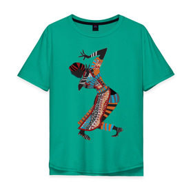 Мужская футболка хлопок Oversize с принтом Танец Африканки в Тюмени, 100% хлопок | свободный крой, круглый ворот, “спинка” длиннее передней части | Тематика изображения на принте: 