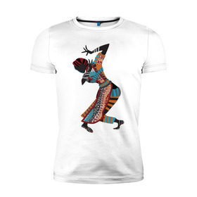 Мужская футболка премиум с принтом Танец Африканки в Тюмени, 92% хлопок, 8% лайкра | приталенный силуэт, круглый вырез ворота, длина до линии бедра, короткий рукав | Тематика изображения на принте: 
