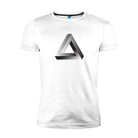 Мужская футболка премиум с принтом Треугольник Пенроуза в Тюмени, 92% хлопок, 8% лайкра | приталенный силуэт, круглый вырез ворота, длина до линии бедра, короткий рукав | иллюзия | оптическая | пенроуз