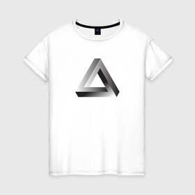 Женская футболка хлопок с принтом Треугольник Пенроуза в Тюмени, 100% хлопок | прямой крой, круглый вырез горловины, длина до линии бедер, слегка спущенное плечо | иллюзия | оптическая | пенроуз