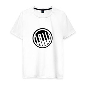 Мужская футболка хлопок с принтом Piano в Тюмени, 100% хлопок | прямой крой, круглый вырез горловины, длина до линии бедер, слегка спущенное плечо. | клавиши | музыка | пианино | фортепиано
