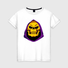 Женская футболка хлопок с принтом Skeletor в Тюмени, 100% хлопок | прямой крой, круглый вырез горловины, длина до линии бедер, слегка спущенное плечо | he man | skeletor