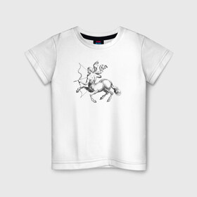 Детская футболка хлопок с принтом Стрелец в Тюмени, 100% хлопок | круглый вырез горловины, полуприлегающий силуэт, длина до линии бедер | знак зодиака | кентавр | стрелец