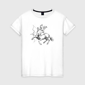 Женская футболка хлопок с принтом Стрелец в Тюмени, 100% хлопок | прямой крой, круглый вырез горловины, длина до линии бедер, слегка спущенное плечо | знак зодиака | кентавр | стрелец