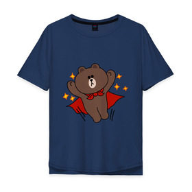 Мужская футболка хлопок Oversize с принтом Стикер Line мишка в Тюмени, 100% хлопок | свободный крой, круглый ворот, “спинка” длиннее передней части | Тематика изображения на принте: супергерой